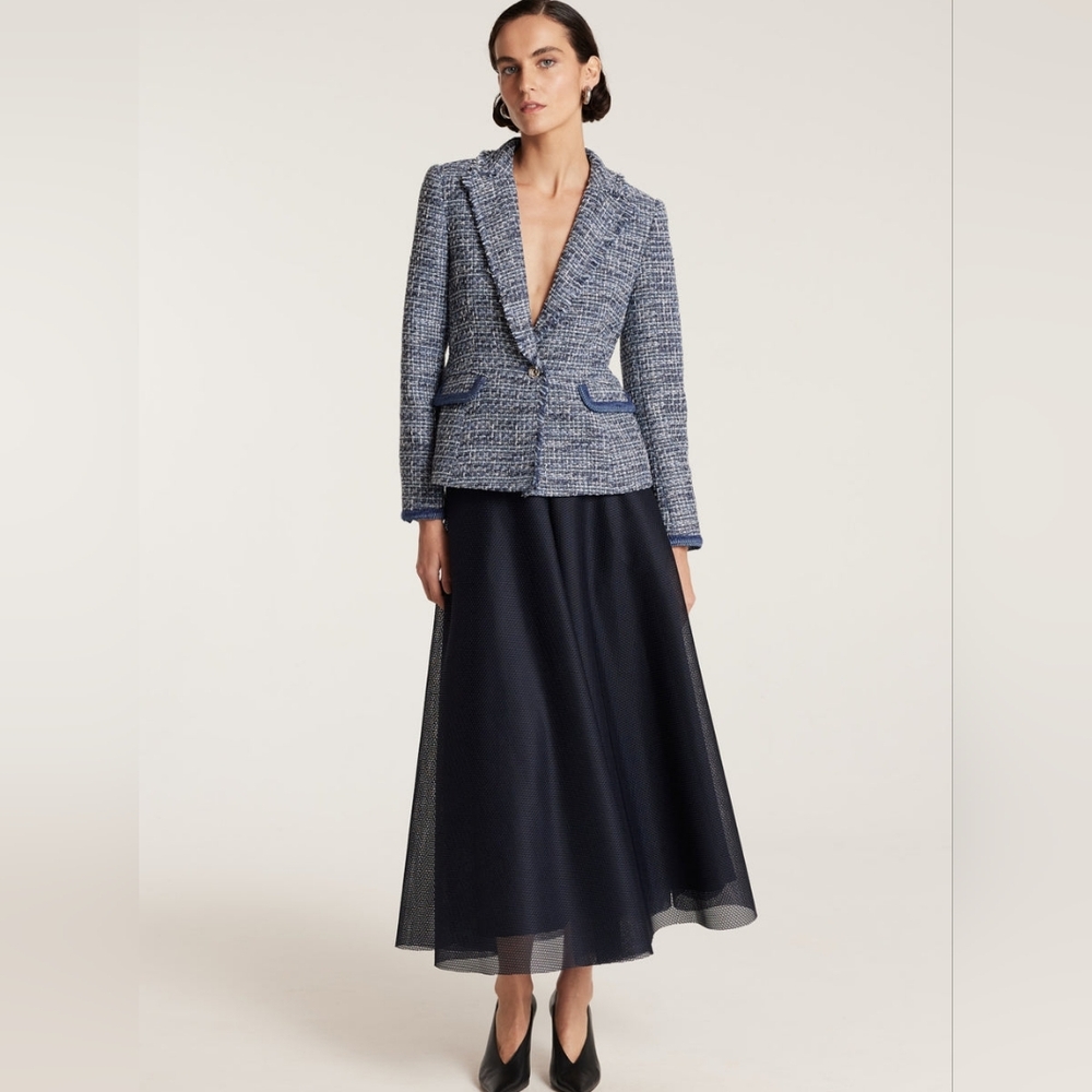 Perri Cutten Tweed Blazer - Navy